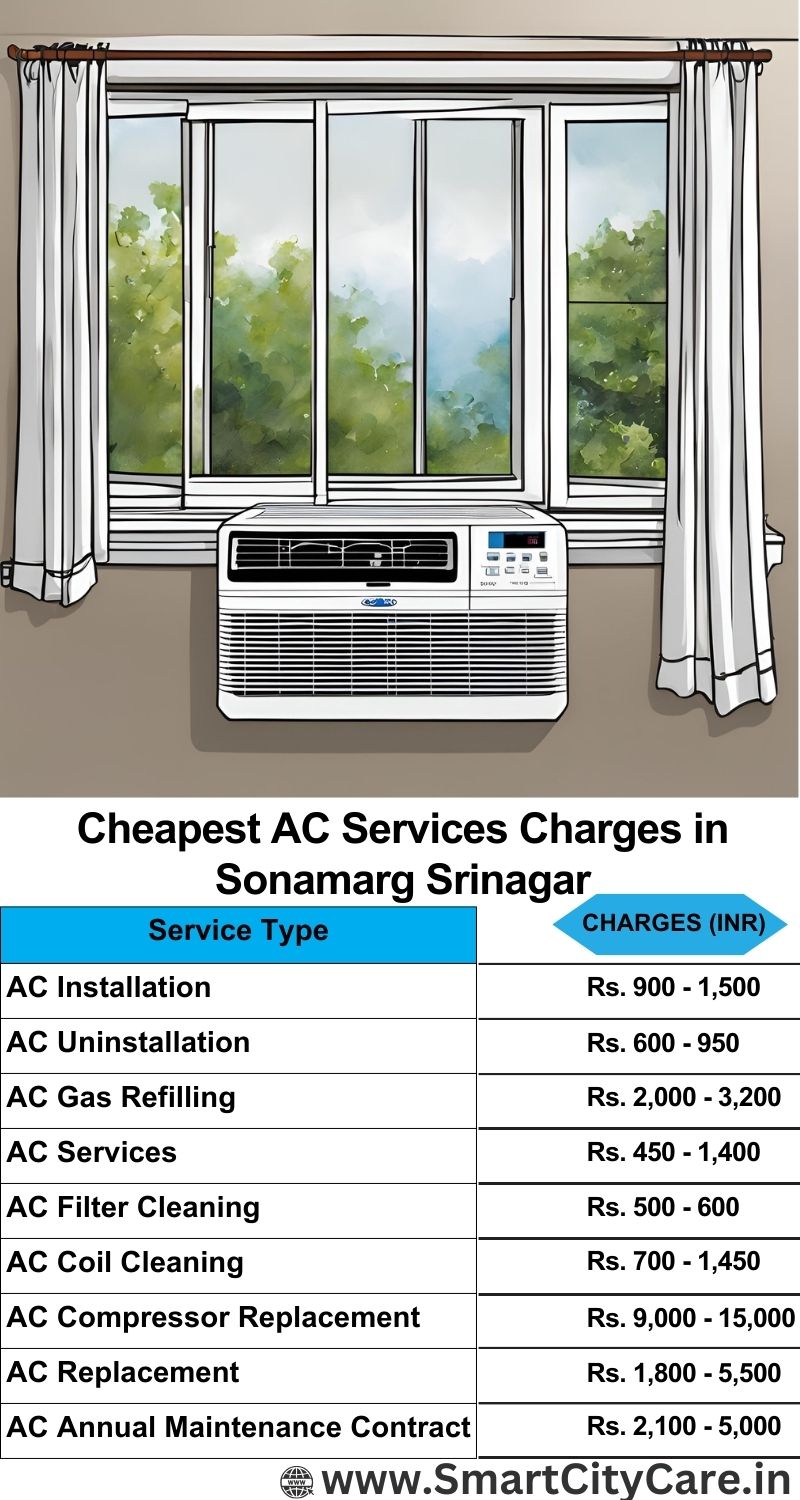 AC Services charges list in  Sonamarg, Srinagar