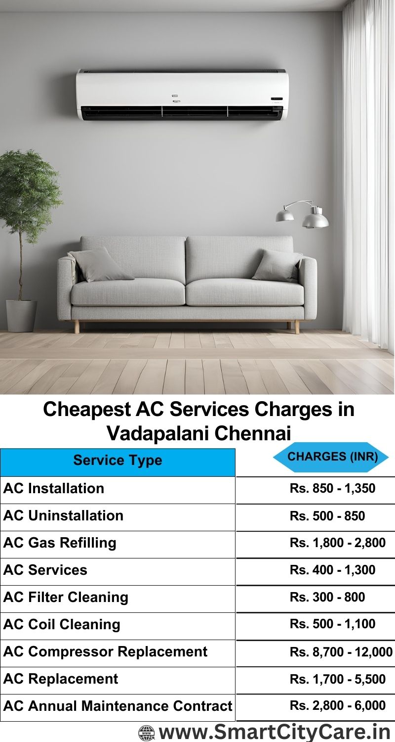 AC Services charges list in  Vadapalani, Chennai