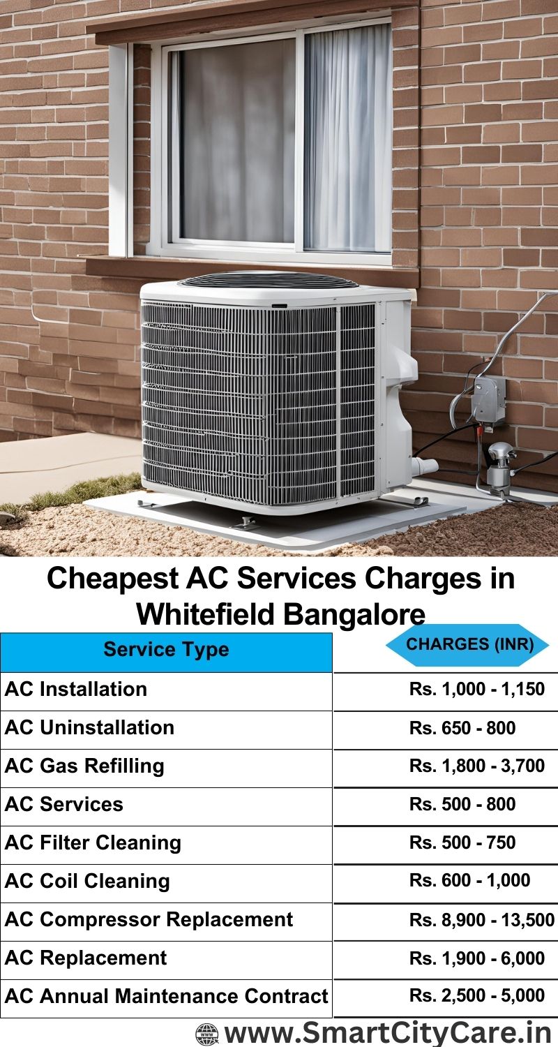 AC Services charges list in  Whitefield, Bangalore