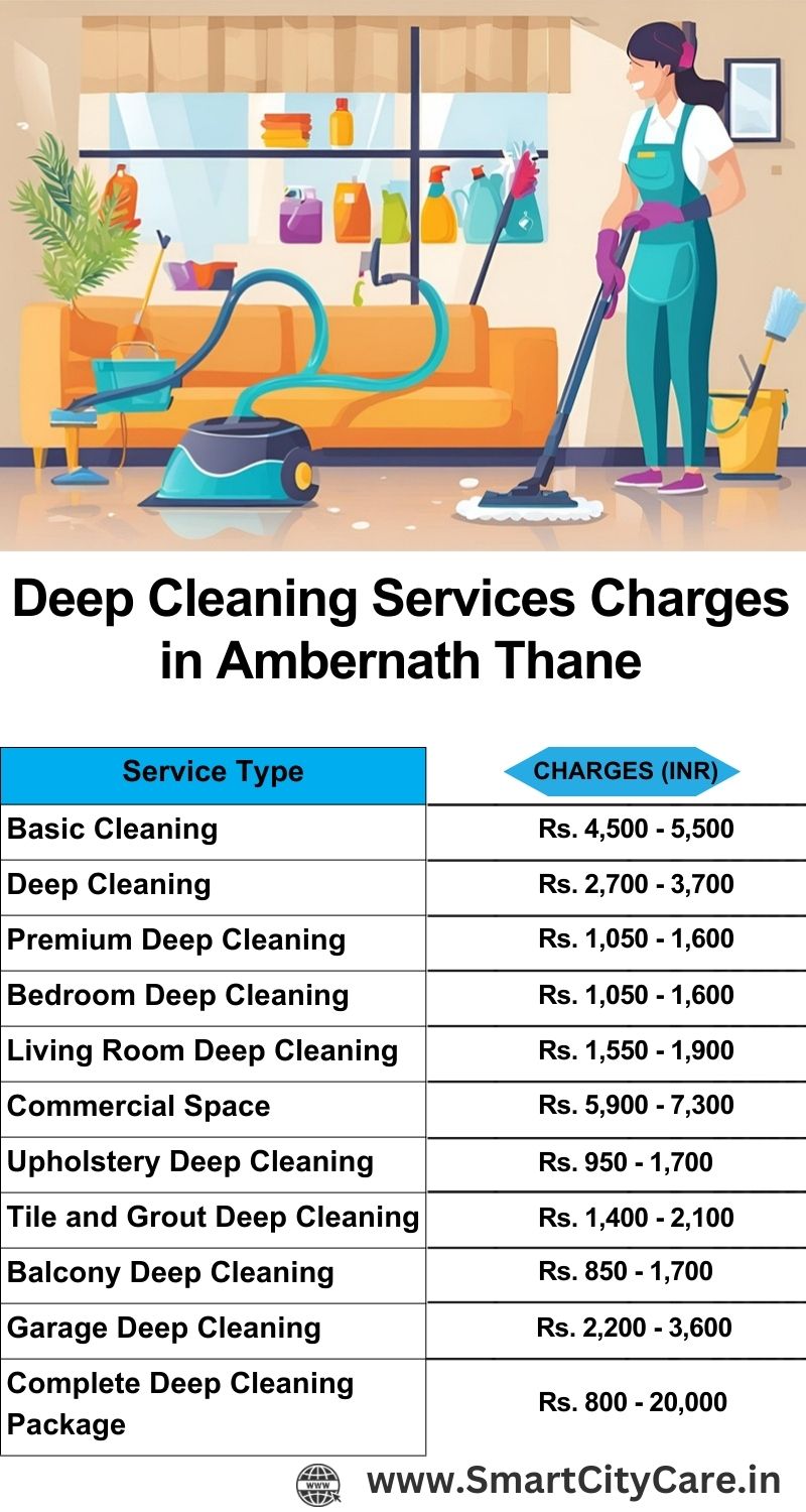 Deep cleaning services price list in Ambernath, Thane