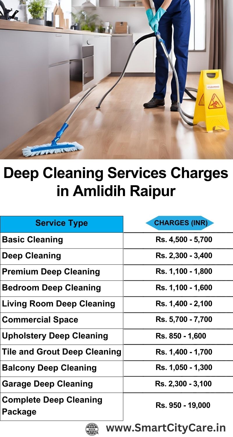 Deep cleaning services price list in Amlidih, Raipur