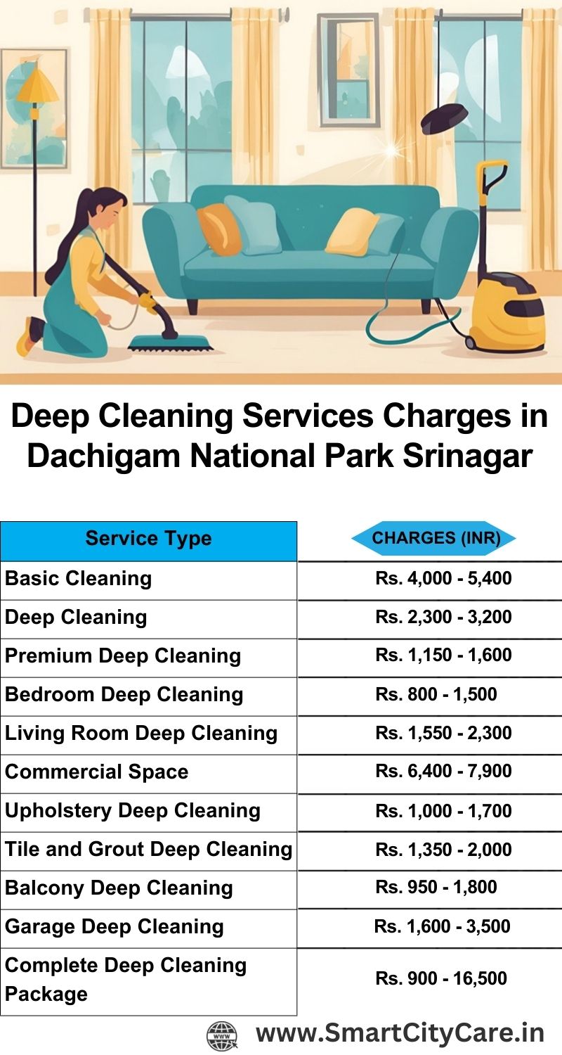 Deep cleaning services price list in Dachigam National Park, Srinagar