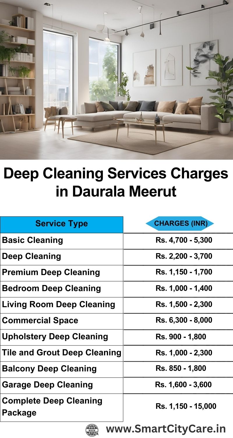 Deep cleaning services price list in Daurala, Meerut