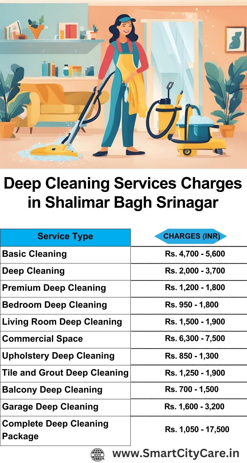 Deep cleaning services price list in Shalimar Bagh, Srinagar