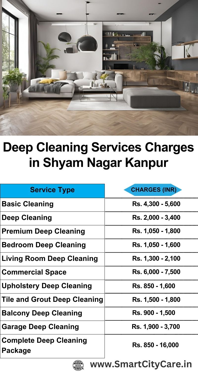 Deep cleaning services price list in Shyam Nagar, Kanpur