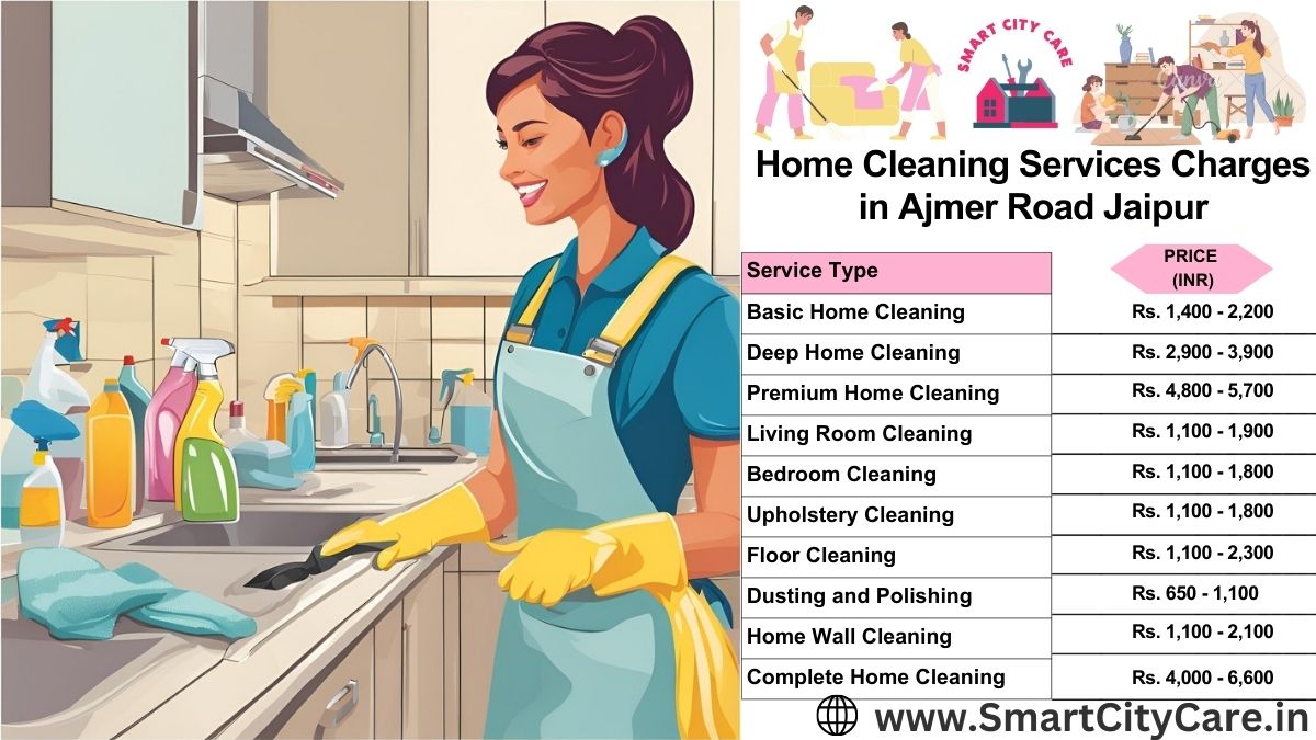 Home Cleaning Charges list in Ajmer Road, Jaipur