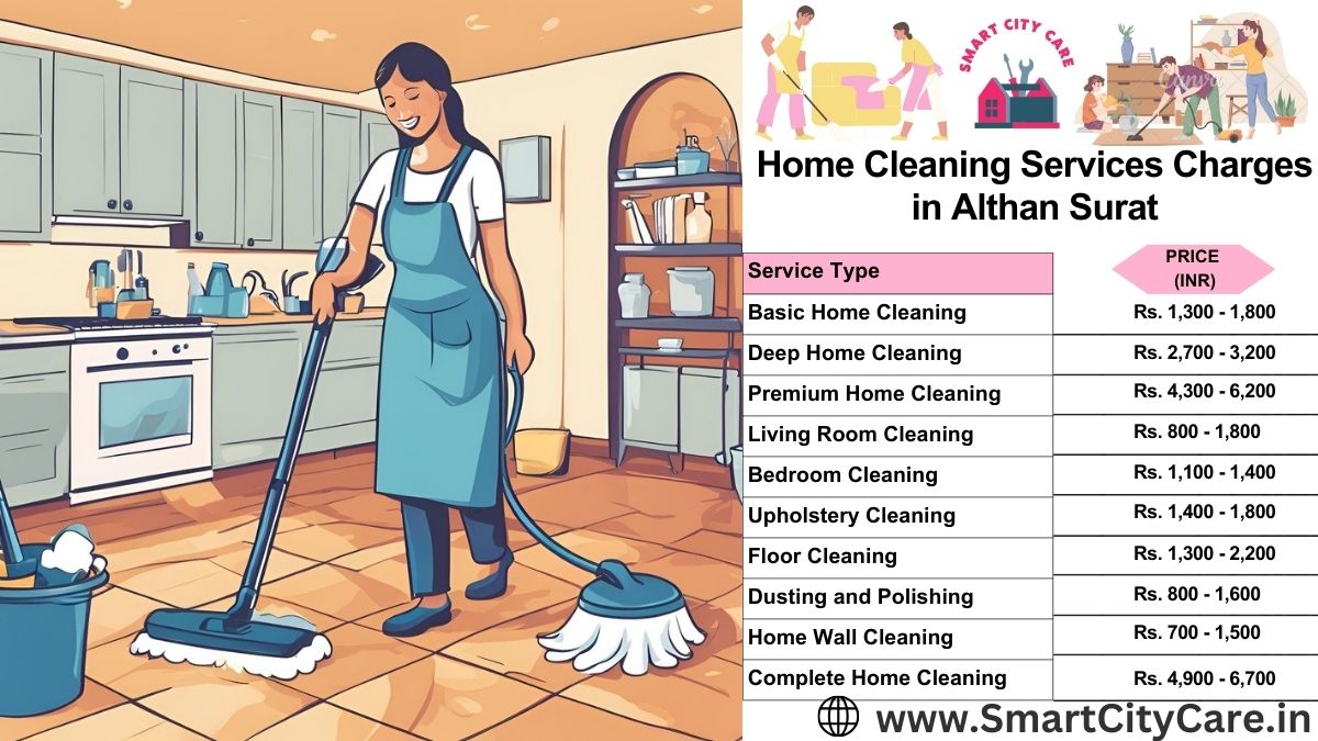 Home Cleaning Charges list in Althan, Surat