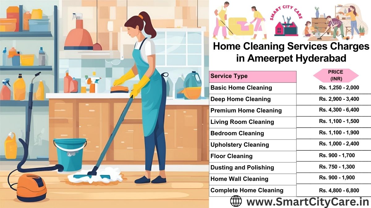 Home Cleaning Charges list in Ameerpet, Hyderabad