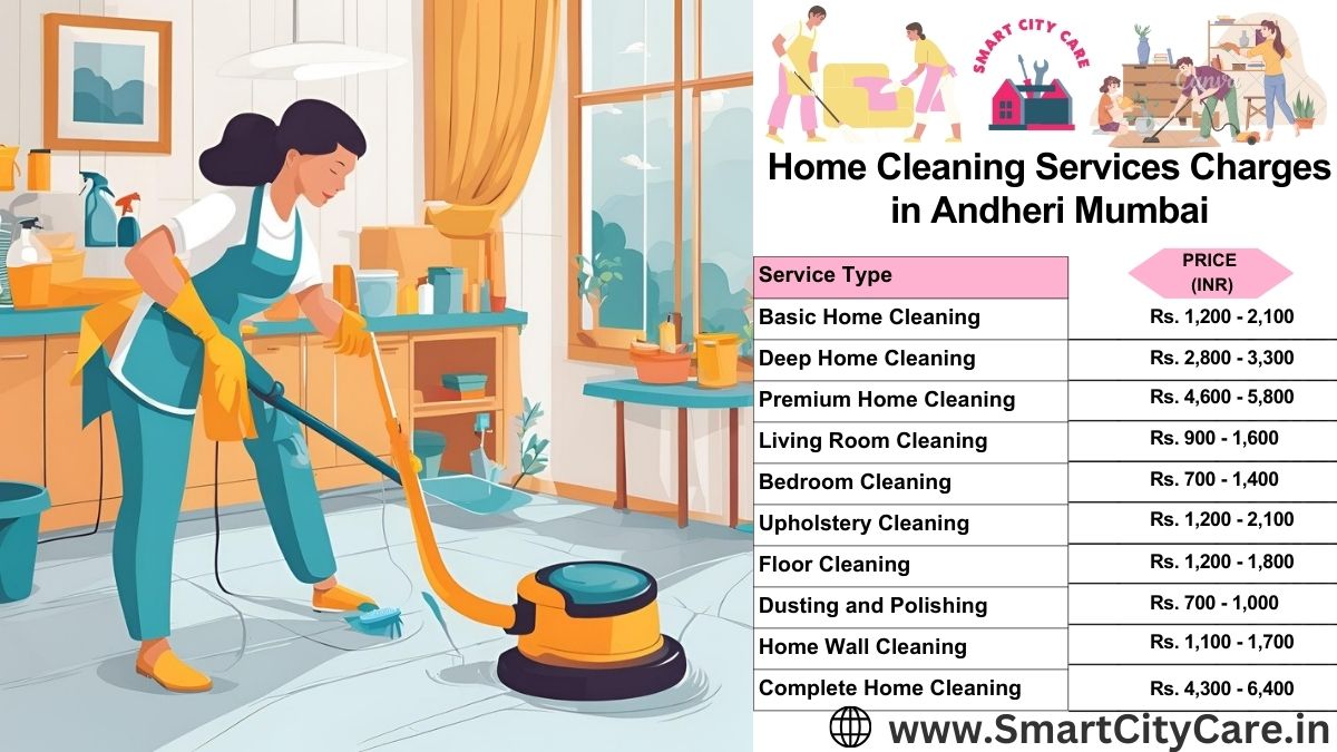 Home Cleaning Charges list in Andheri, Mumbai