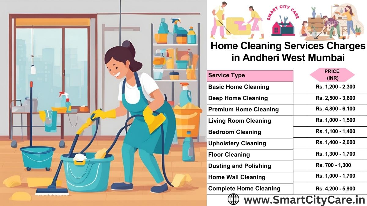 Home Cleaning Charges list in Andheri West, Mumbai