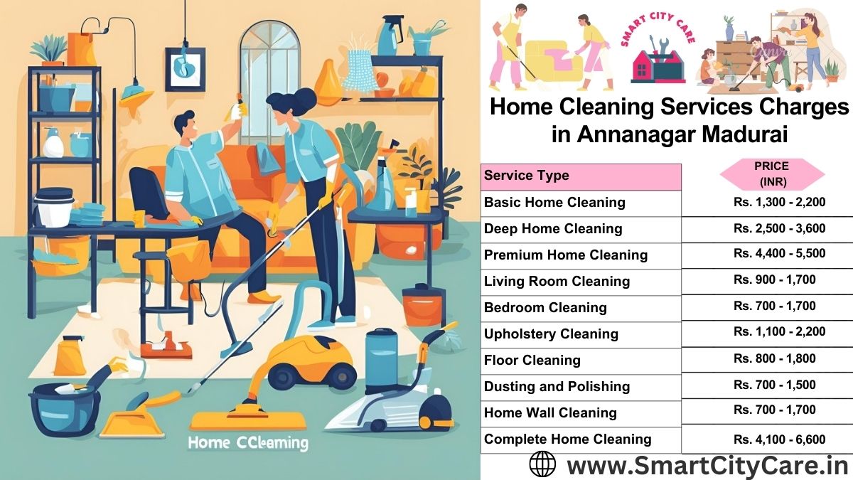 Home Cleaning Charges list in Annanagar, Madurai