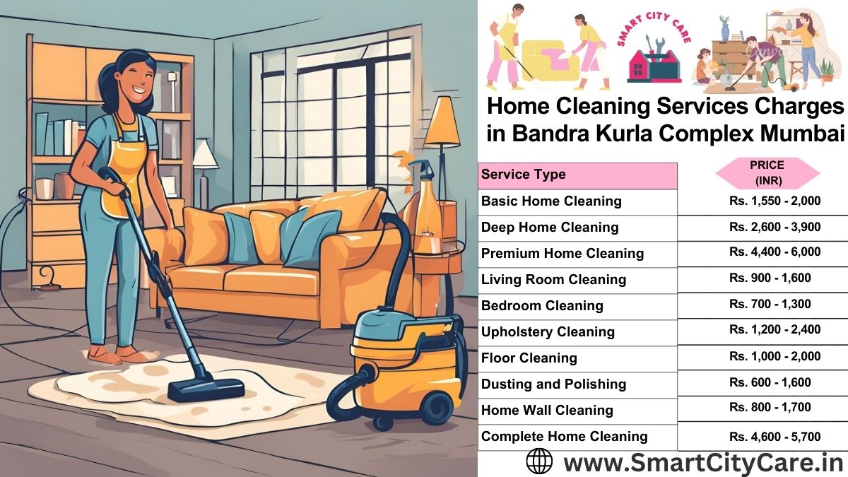 Home Cleaning Charges list in Bandra Kurla Complex, Mumbai