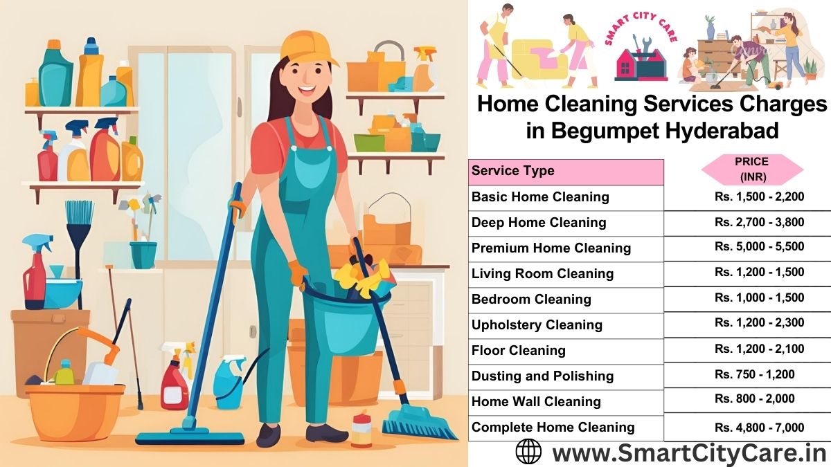 Home Cleaning Charges list in Begumpet, Hyderabad