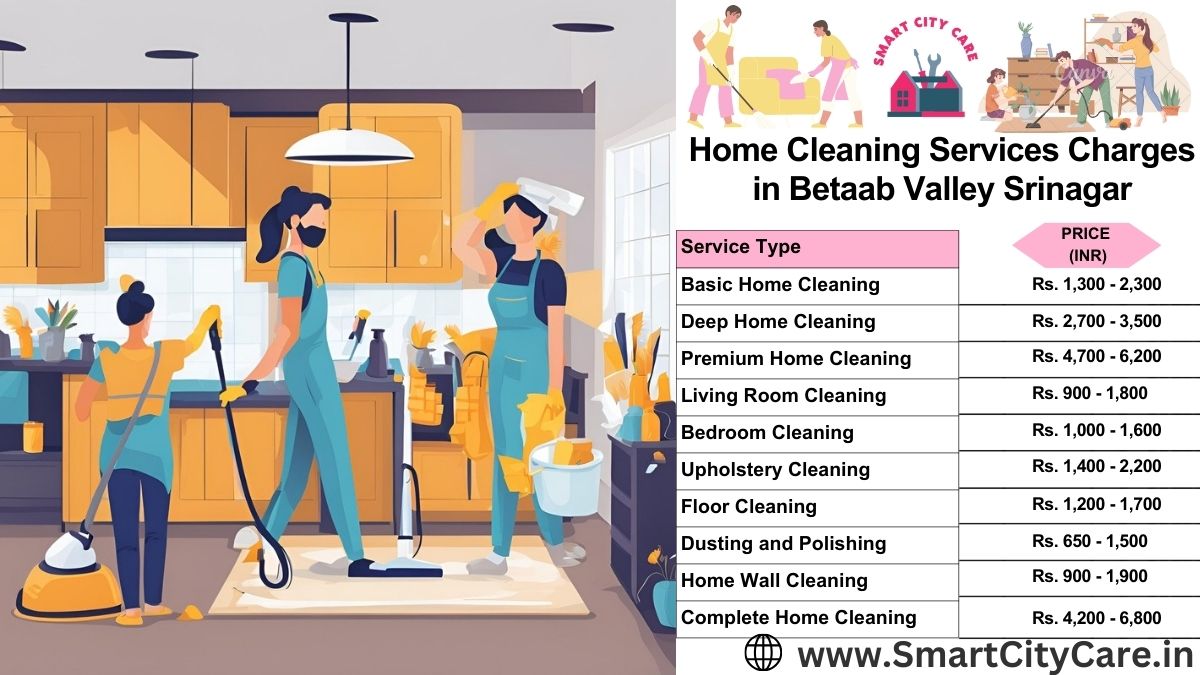 Home Cleaning Charges list in Betaab Valley, Srinagar