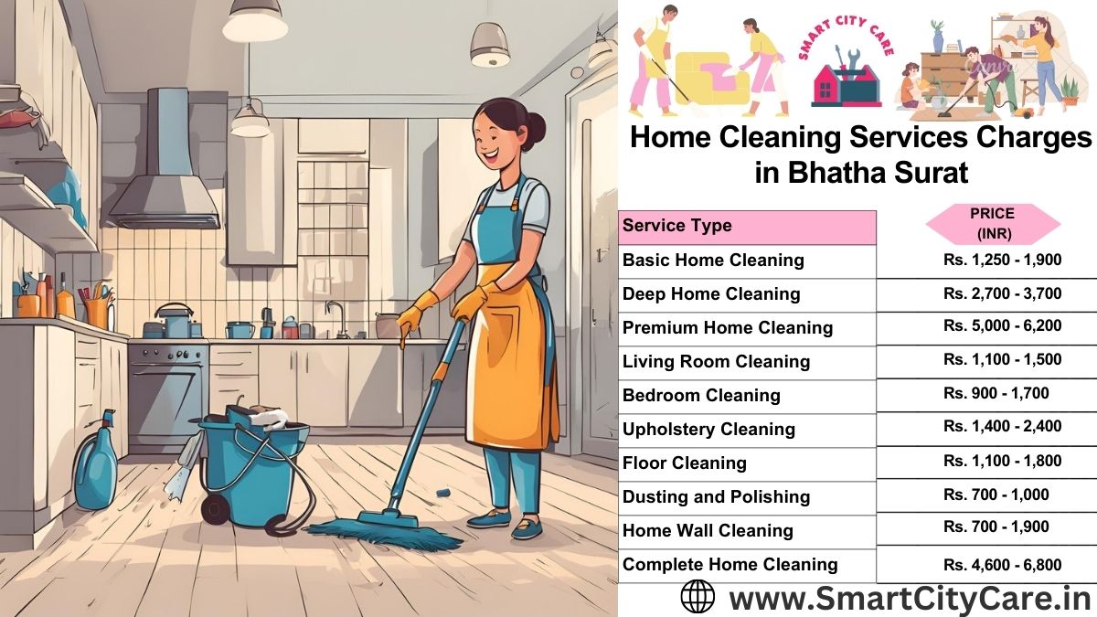 Home Cleaning Charges list in Bhatha, Surat