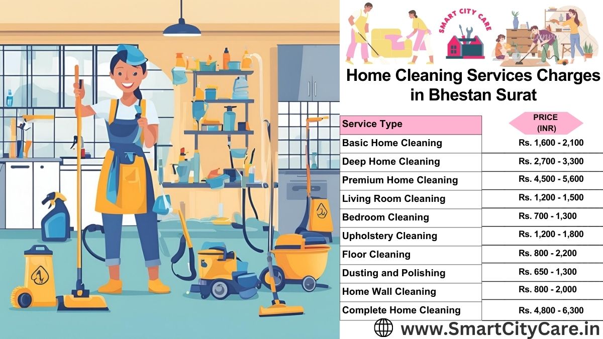 Home Cleaning Charges list in Bhestan, Surat