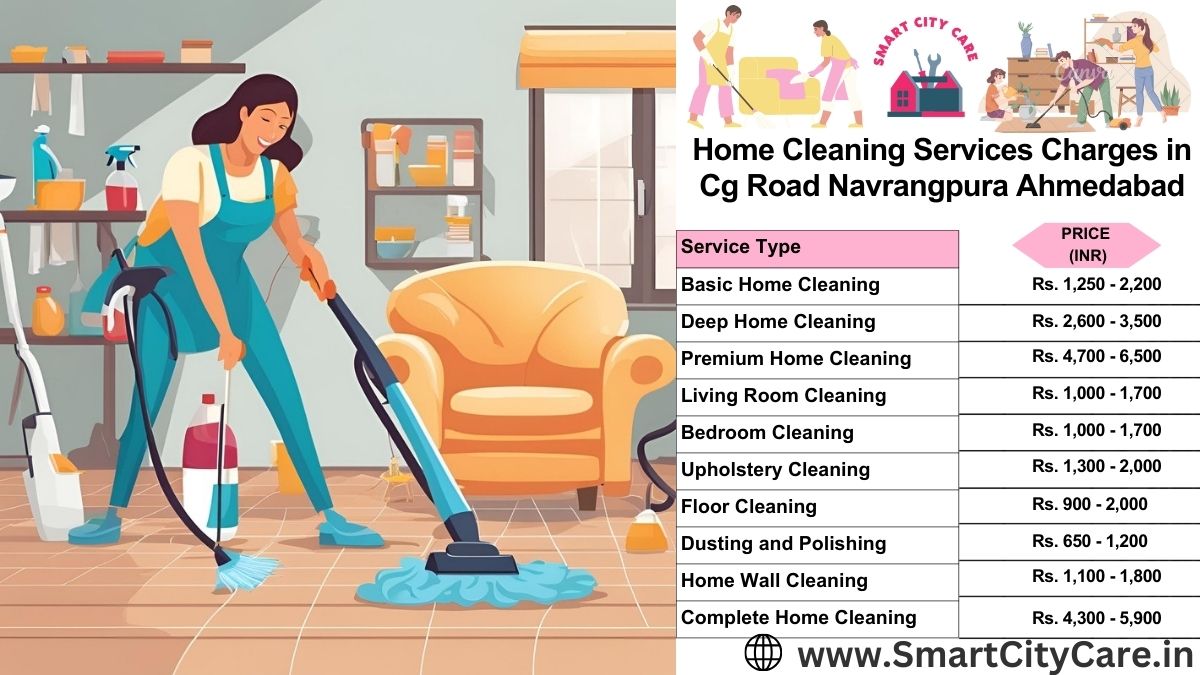 Home Cleaning Charges list in CG Road, Navrangpura, Ahmedabad