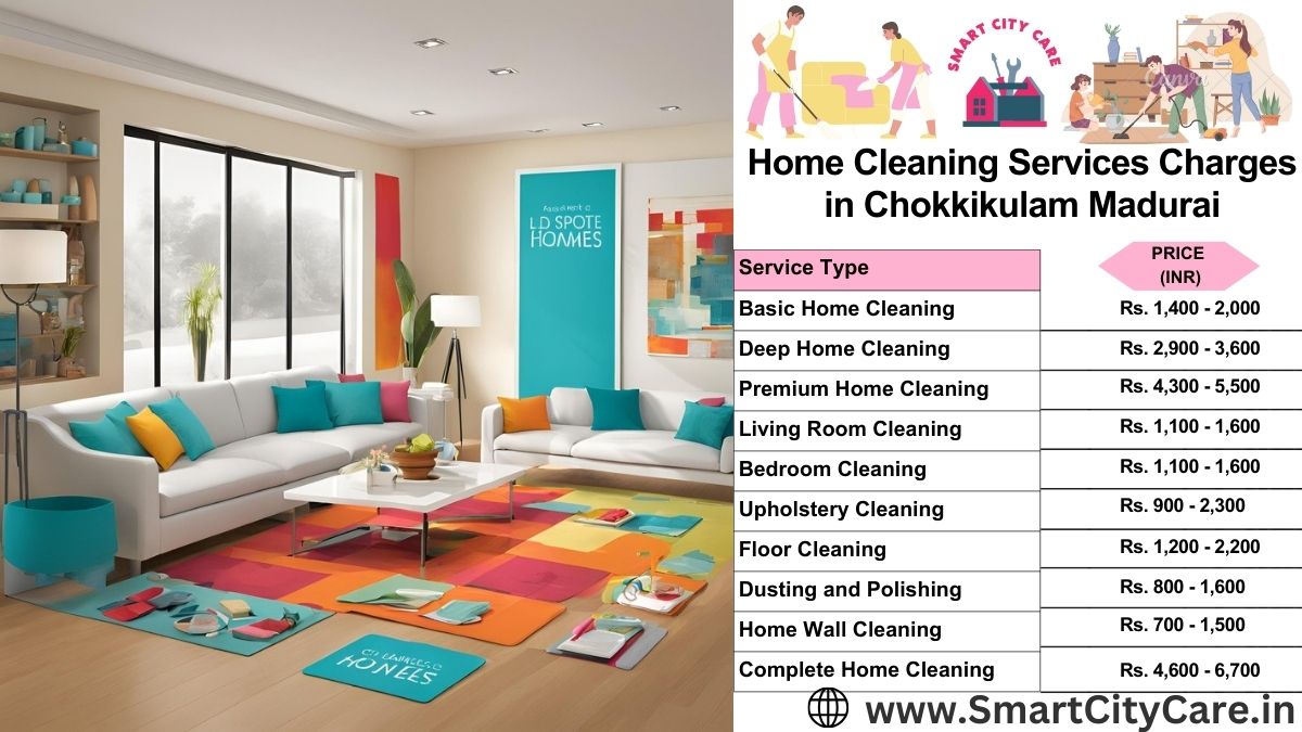 Home Cleaning Charges list in Chokkikulam, Madurai