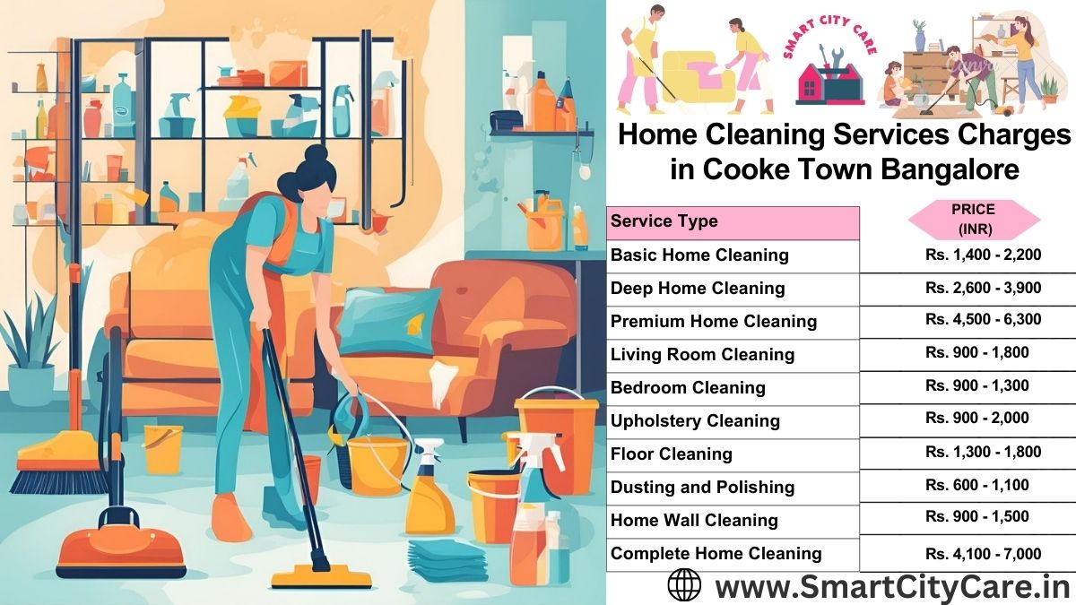 Home Cleaning Charges list in Cooke Town, Bangalore