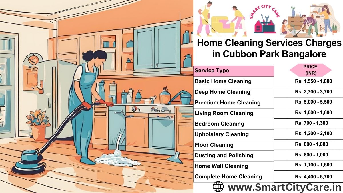 Home Cleaning Charges list in Cubbon Park, Bangalore