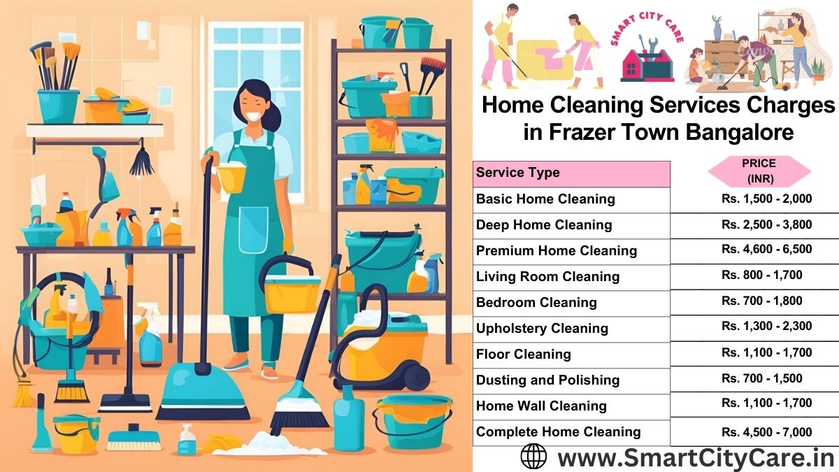 Home Cleaning Charges list in Frazer Town, Bangalore