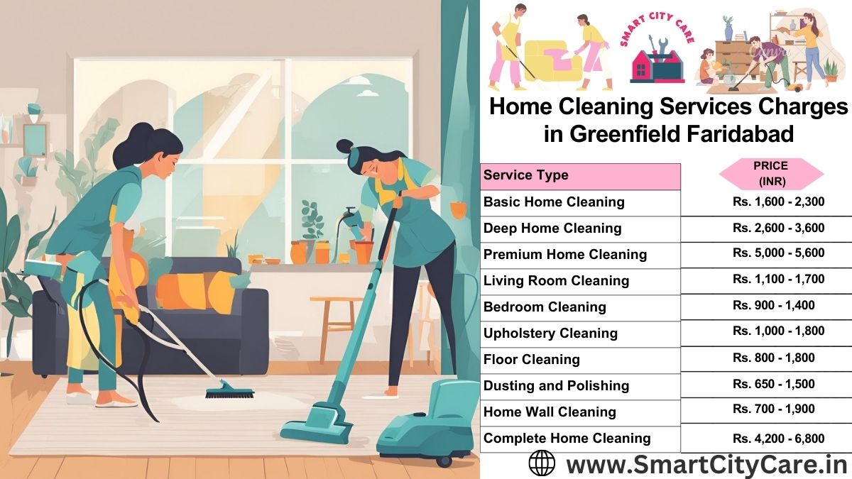 Home Cleaning Charges list in Greenfield, Faridabad