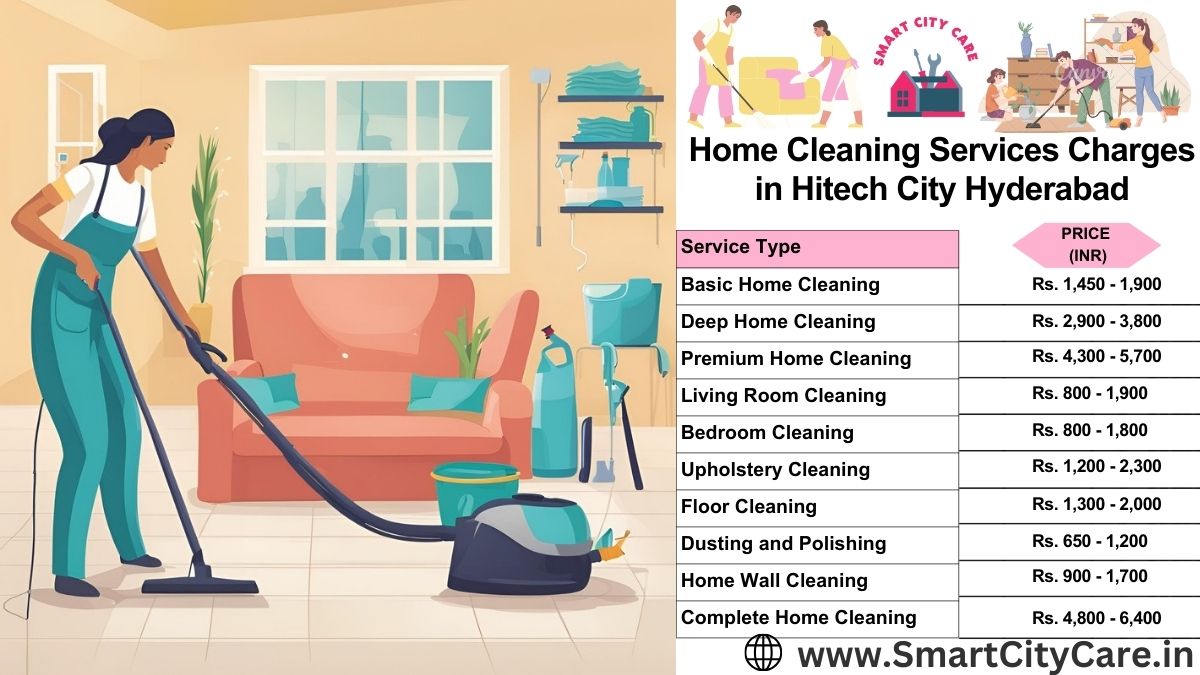 Home Cleaning Charges list in Hitech City, Hyderabad