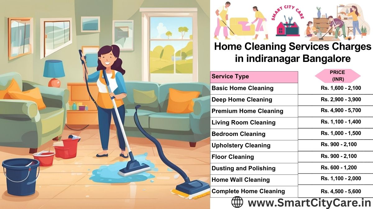 Home cleaning service cost in Indiranagar, Bangalore