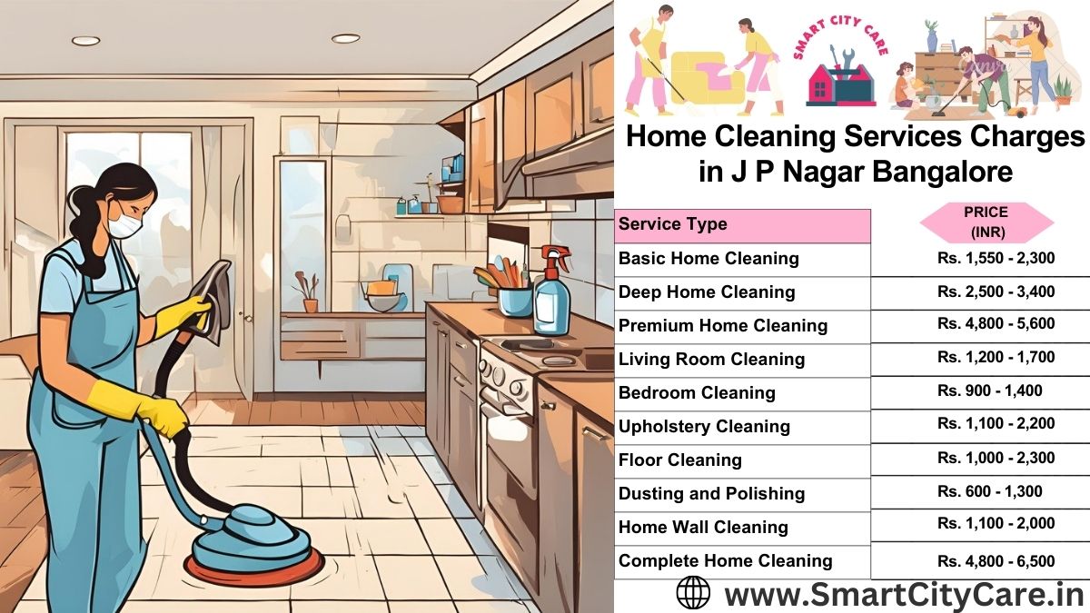 Home Cleaning Charges list in J. P. Nagar, Bangalore