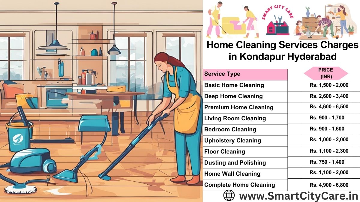 Home Cleaning Charges list in Kondapur, Hyderabad