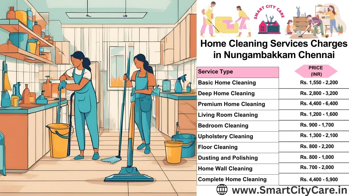 Home Cleaning Charges list in Nungambakkam, Chennai