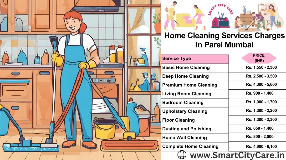 Home Cleaning Charges list in Parel, Mumbai