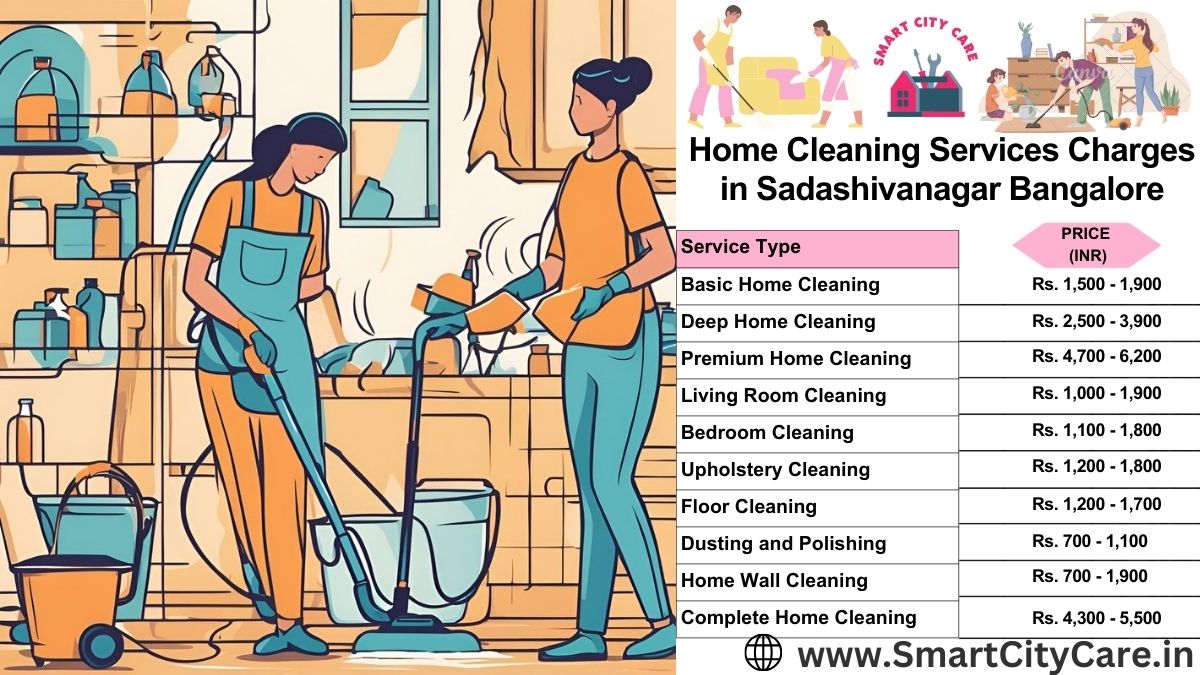 Home Cleaning Charges list in Sadashivanagar, Bangalore