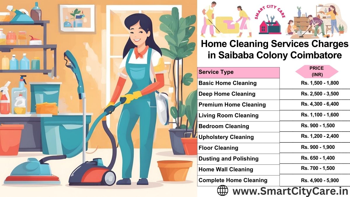 Home Cleaning Charges list in Saibaba Colony, Coimbatore