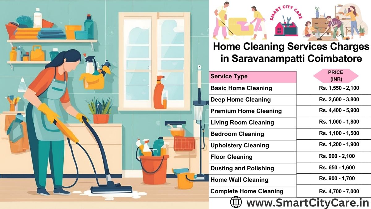 Home Cleaning Charges list in Saravanampatti, Coimbatore