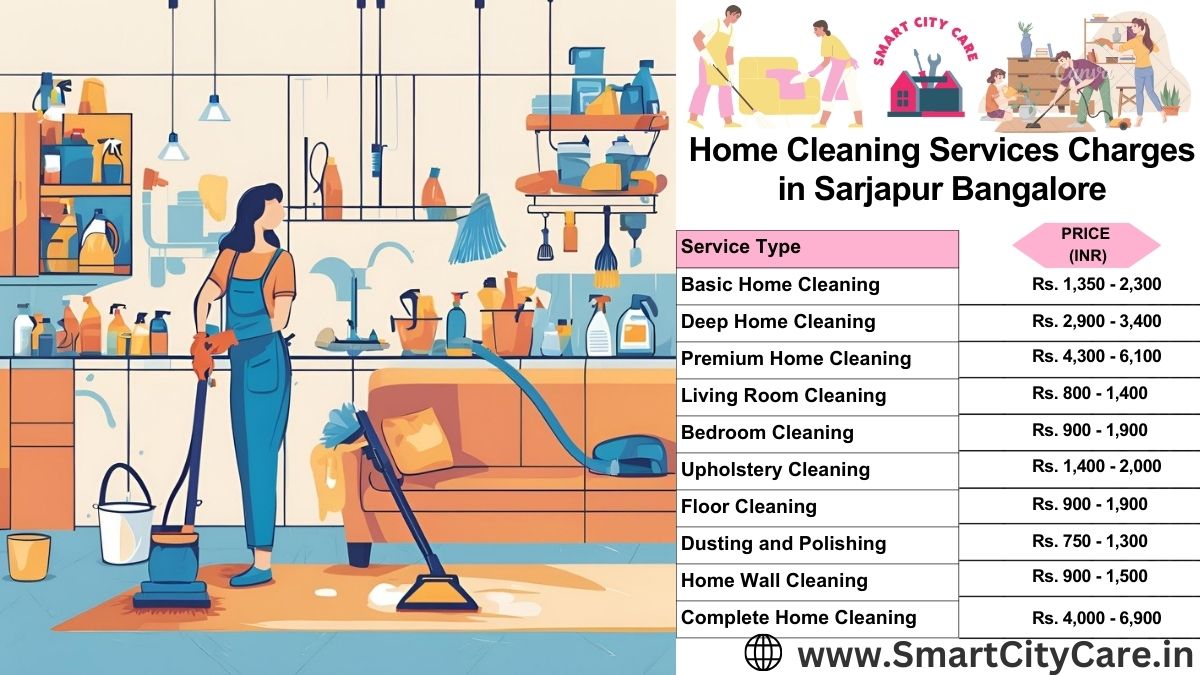 Home Cleaning Charges list in Sarjapur, Bangalore