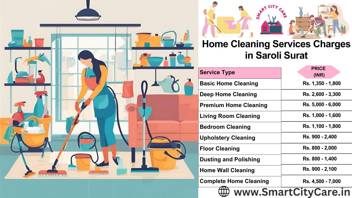 Home Cleaning Charges list in Saroli, Surat