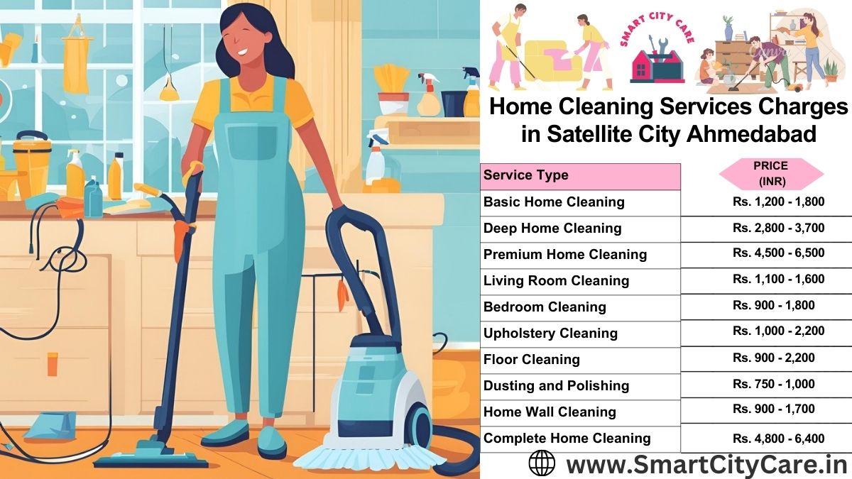 Home Cleaning Charges list in Satellite City, Ahmedabad