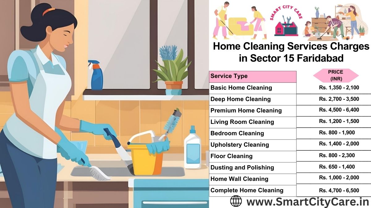 Home Cleaning Charges list in Sector 15, Faridabad