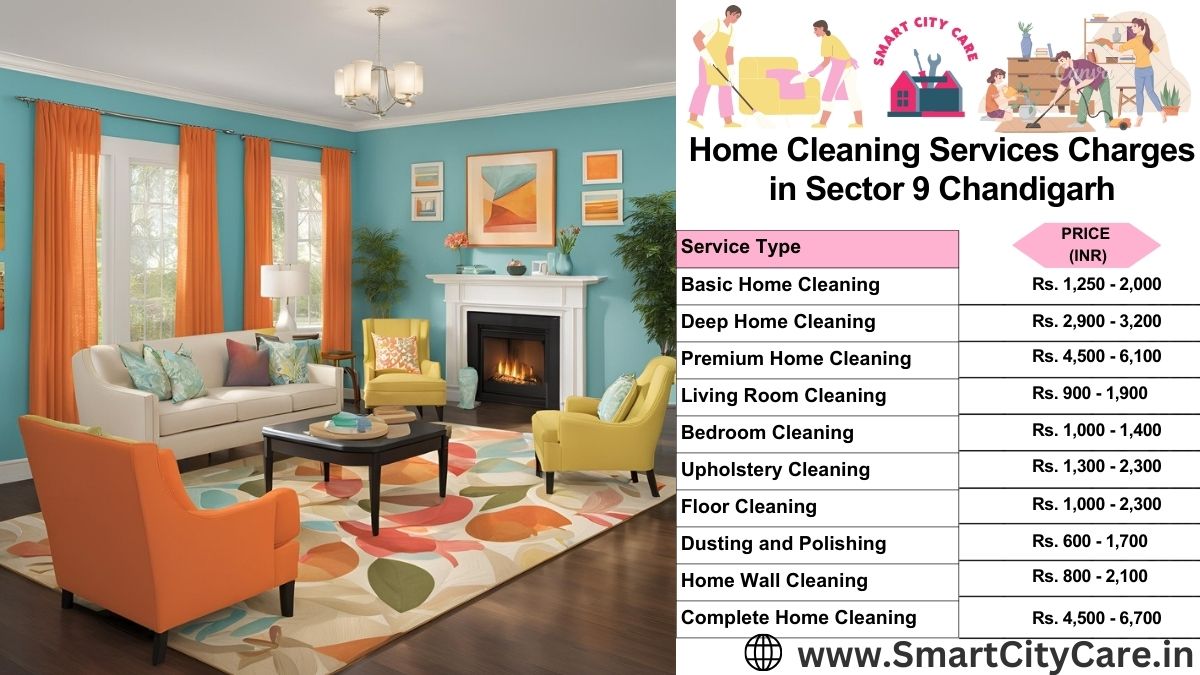 Home Cleaning Charges list in Sector 9, Chandigarh