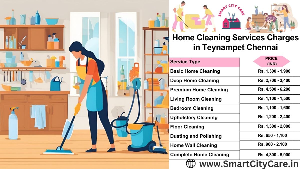 Home Cleaning Charges list in Teynampet, Chennai