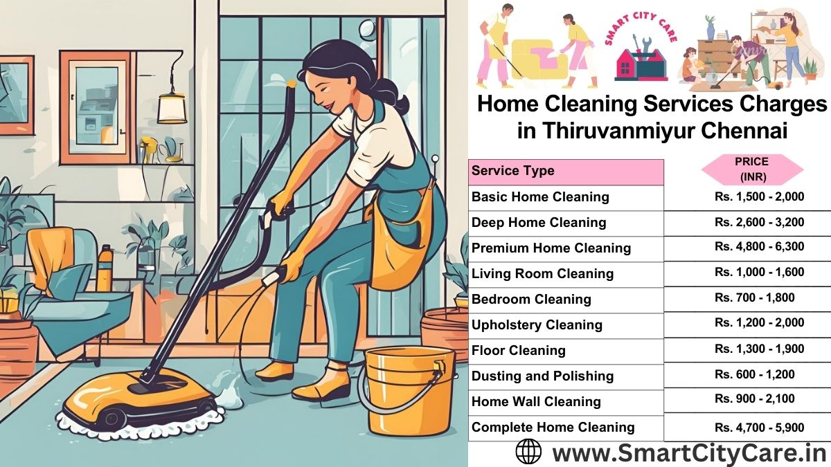 Home Cleaning Charges list in Thiruvanmiyur, Chennai