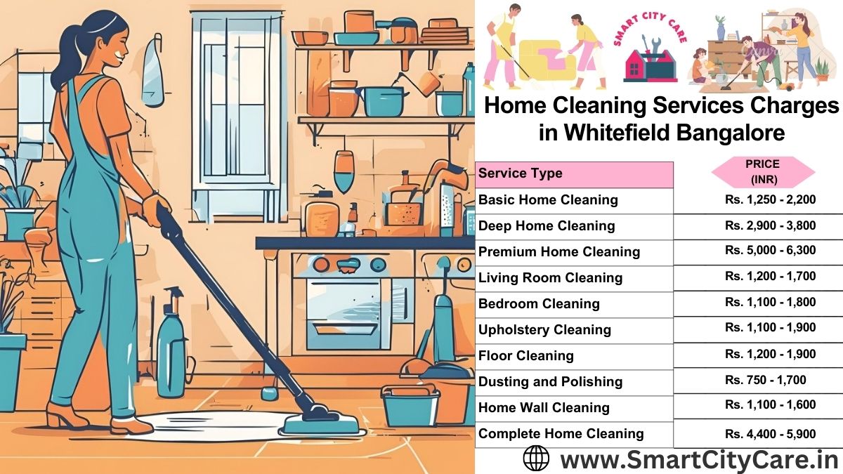 Home Cleaning Charges list in Whitefield, Bangalore