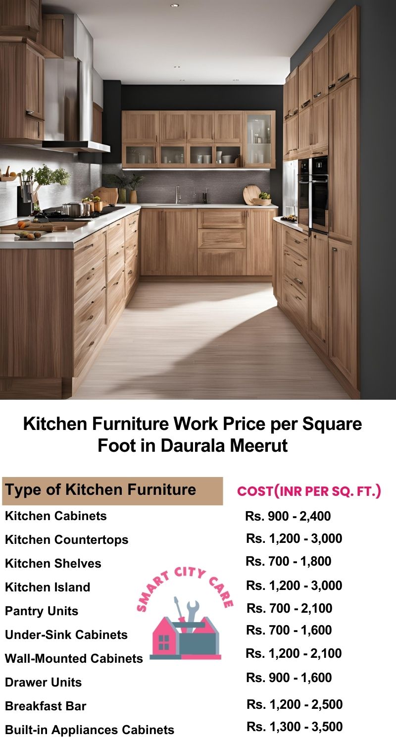 Kitchen Furniture Work rate list per Square Foot in Daurala,Meerut