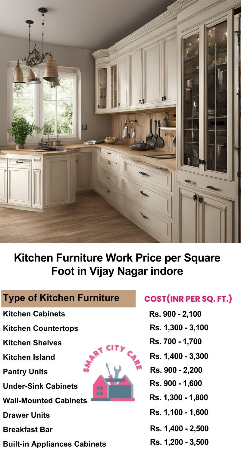 Kitchen Furniture Work rate list per Square Foot in Vijay Nagar,Indore