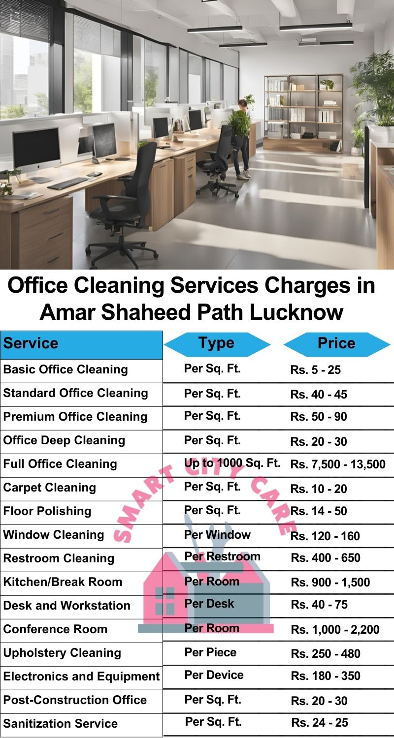 Office cleaning services Amar Shaheed Path, Lucknow price list