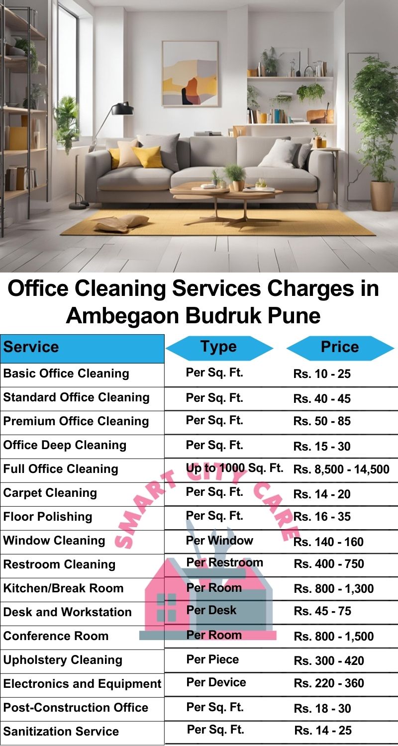 Office cleaning services Ambegaon Budruk, Pune price list