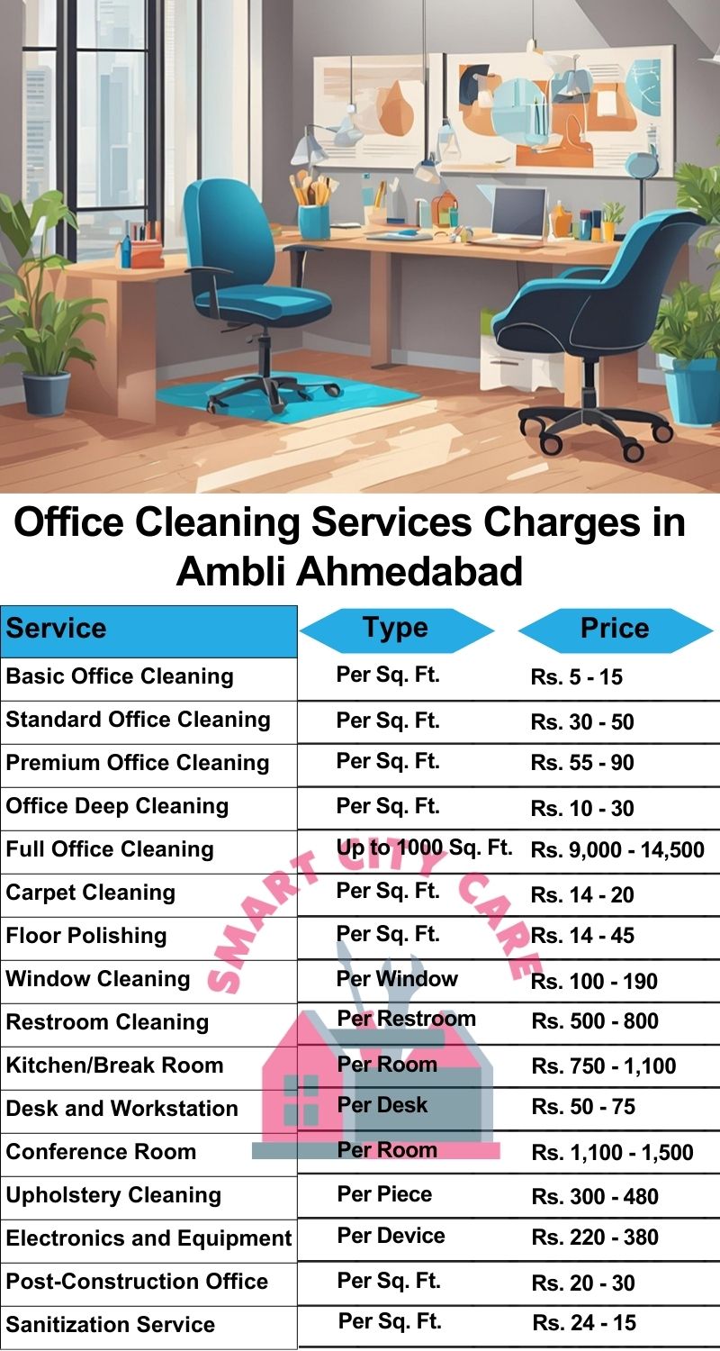 Office cleaning services Ambli, Ahmedabad price list