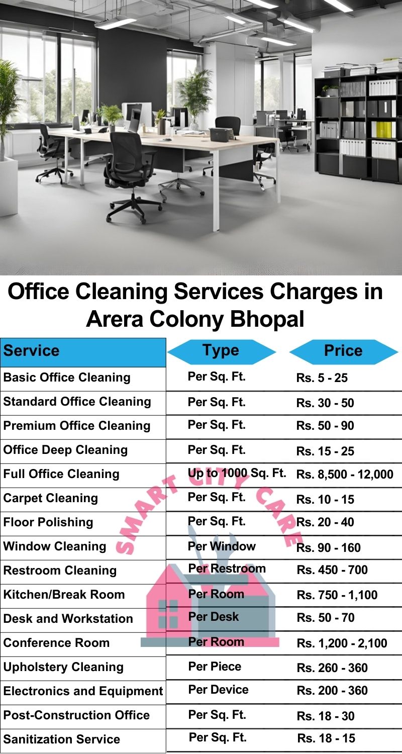 Office cleaning services Arera Colony, Bhopal price list