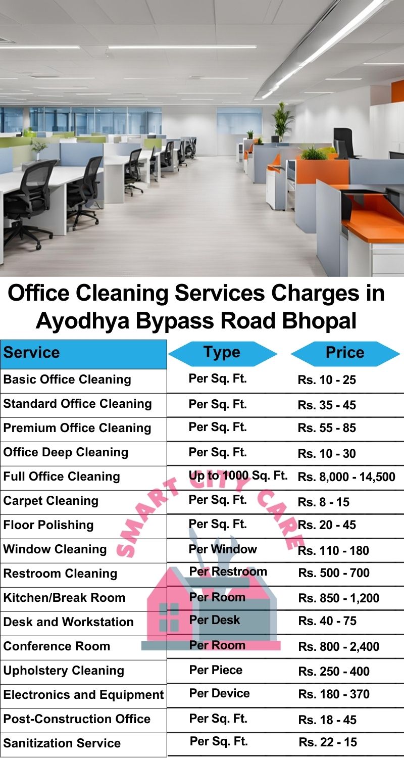 Office cleaning services Ayodhya Bypass Road, Bhopal price list